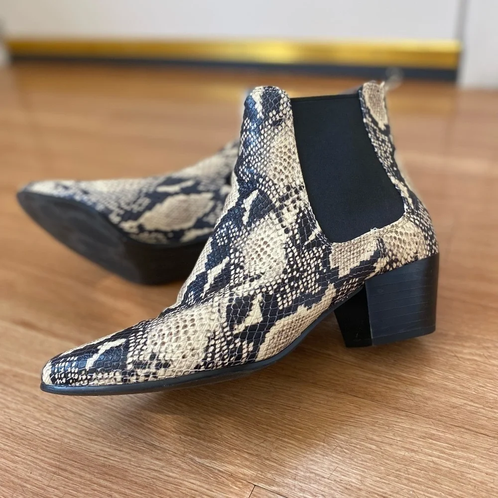 Sam Edelman Reesa Python Snakeskin Cowboy Western Ankle Boots Women’s Size 8
